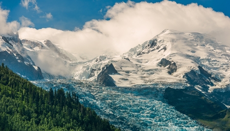 Scenic Alpine Landscape. Mont Blanc Massif Covered by Ancient Glaciers. Chamonix, France.の写真素材