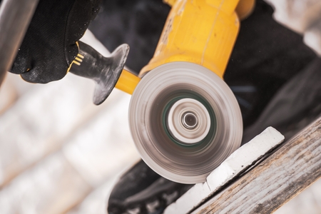 Spinning Circular Stone Cutter Construction Power Tool.の写真素材