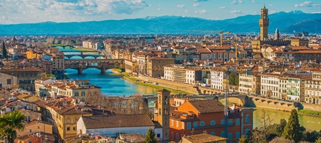 Florence Tuscany Italy. Sunny Summer Day Cityscape Panorama.の写真素材