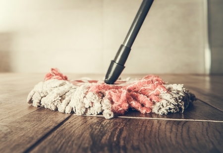Modern Mop Closeup. Bathroom Floor Cleaning Time.の写真素材