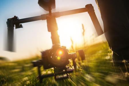 Gimbal Video Camera Stabilization in Action. Modern Videography Technologies. 