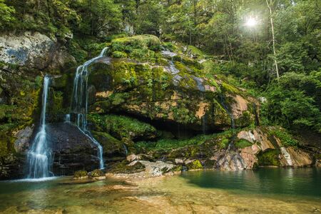 Scenic Virje Waterfall in Soca Valley, Slovenia. Summer Time Scenery.の写真素材