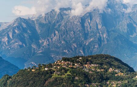Scenic Province of Como. Northern Italy. Lake Front Villages and Alps in a Background. Italian Summer Destination.の写真素材