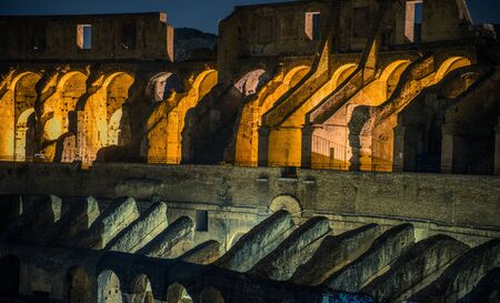 The Colosseum or Coliseum or Flavian Amphitheatre at Night. Rome, Italy.の写真素材