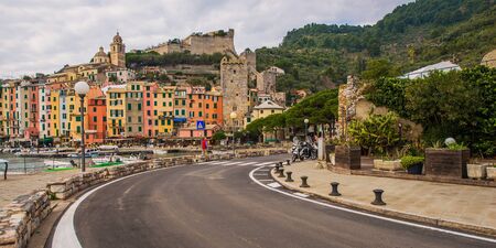 Famous Italian Riviera. Town of Porto Venere, La Spezia, Liguria, Italy. Part of The Cinque Terre. European Famous Destination.の写真素材