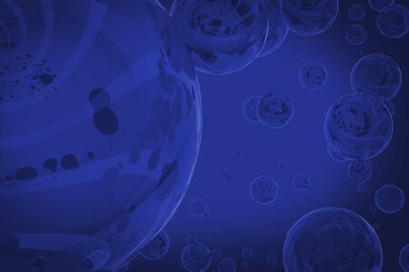 Water Backdrop Concept. Dark Blue Bubbles Background 3D Rendered Illustration.