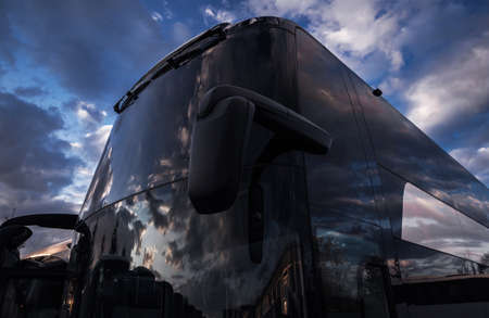 International Coach Bus Travel Industry Vehicle. Modern Luxury Long Haul Bus. Transportation Theme.の写真素材