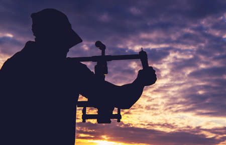 Caucasian Male Camera Operator Taking Shot Using Gimbal Stabilizer. Modern Videography and Motion...