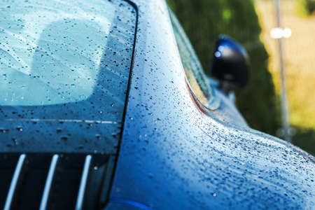Wet Clean Modern Car Body Close Up Automotive Industry Theme.の写真素材