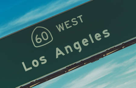 Los Angeles Highway Sixty West Roadway Sign, California United States of Americaの写真素材