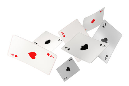 Casino Gambling Poker Cards 3D Illustration. Transparent Background Graphic.
