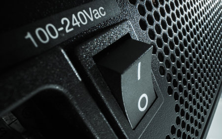 Modern Desktop Computer Power Supply Unit Close Up. Technology Theme.の写真素材