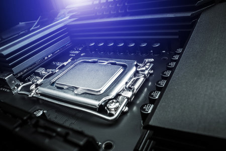 New Generation Modern Computer Processors CPU Between Cooling Components. Desktop Computer Building Theme.の写真素材
