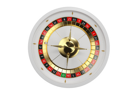 White Classic Vegas Style Roulette Wheel Illustration. 3D rendered. Gambling Object.の写真素材