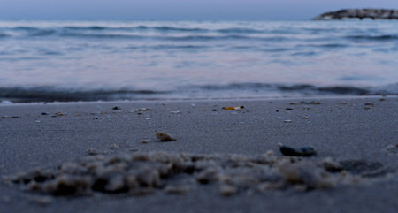 Cigarette butts on the beach of Herzliyaの写真素材