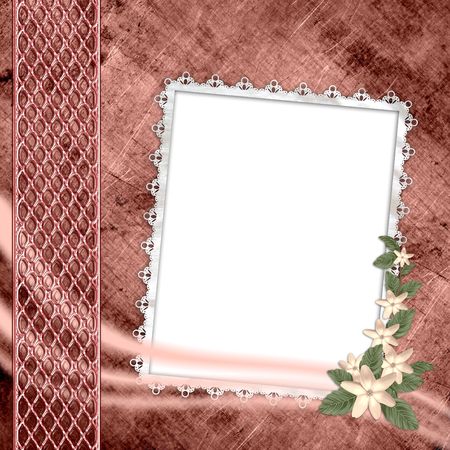 Album cover with frame and flowers の写真素材