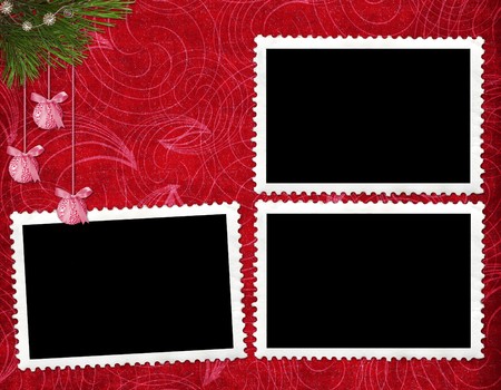 Abstract background with frames and  christmas ornaments.の写真素材