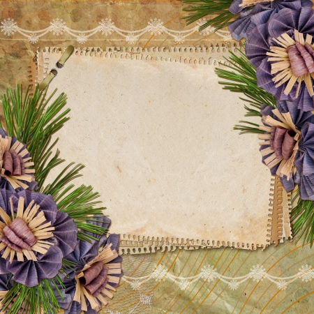 Grunge paper design for information in scrap-booking style の写真素材