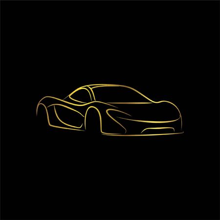 supercar sportcar oblique view line artのイラスト素材