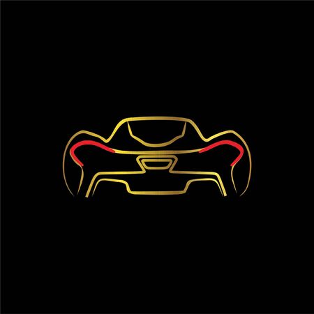 supercar sportcar back view line artのイラスト素材