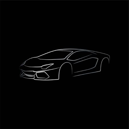 Sport Supercar oblique view line artのイラスト素材