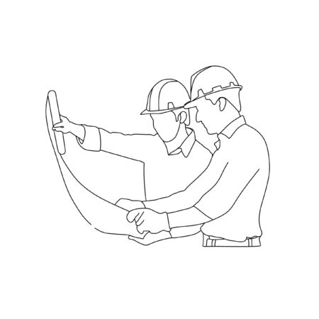Contractor read a property design continuous line one line artのイラスト素材