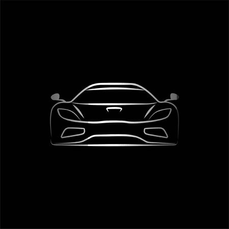 Sport Supercar front view line artのイラスト素材
