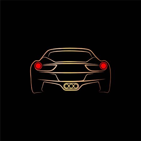 Sport Supercar back view line artのイラスト素材