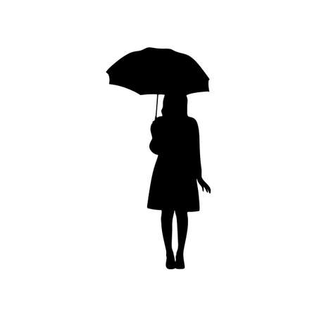 Girl hold umbrella silhouette vectorのイラスト素材