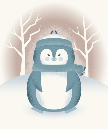 Cute Chubby Winter Penguinのイラスト素材