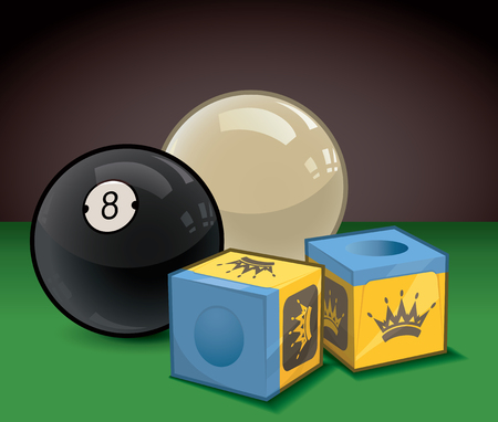 Eight Ball and Cue Ball with Cue Chalkのイラスト素材