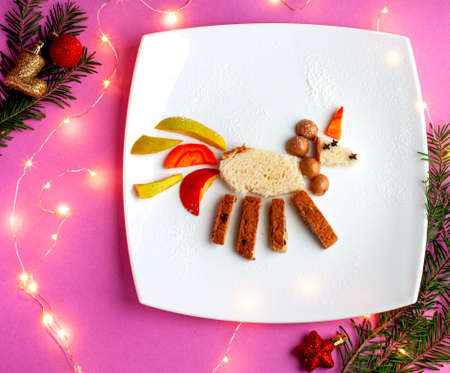Childrens Breakfast in the form of a unicorn.の写真素材
