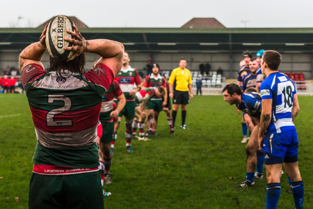 Seen at the home of Waterloo Rugby Club during a RFU National League - National League 3 North game.のeditorial素材