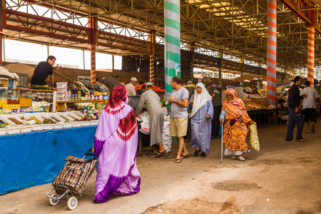 Locals shop around the souk in Agadir, Morocco.のeditorial素材