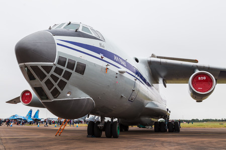 Ilyushin Il-76 from the Ukrainian Air Force seen at the 2017 Royal International Air Tattoo at Royal Air Force Fairford in Gloucestershire - the largest military airshow in the world.のeditorial素材