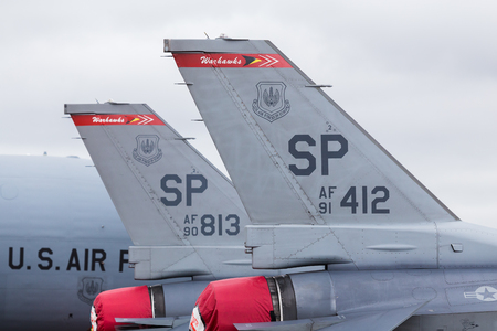F-16C from the USAF seen at the 2017 Royal International Air Tattoo at Royal Air Force Fairford in Gloucestershire - the largest military airshow in the world.のeditorial素材