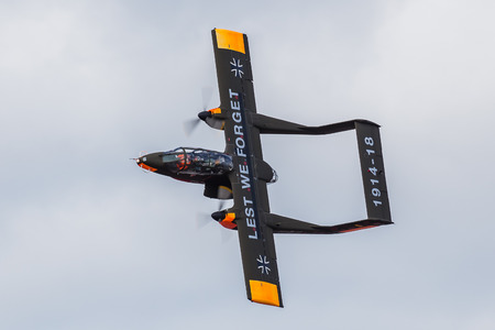 A topside pass by the  North American Aviation Rockwell OV-10 Bronco at the Southport airshow in the...