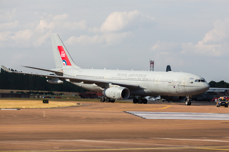 Royal Air Force A330 Voyager pictured at the 2018 Royal International Air Tattoo at RAF Fairford in Gloucestershire.のeditorial素材