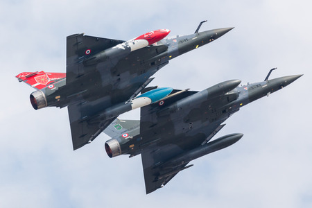 French Air Force Mirage 2000D (part of the Couteau Delta team) pictured at the 2018 Royal...