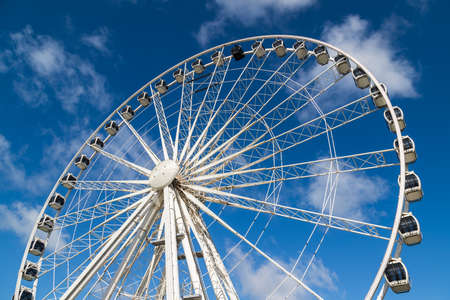 Looking up at the Liverpool wheel on the famous waterfront seen in September 2020.のeditorial素材