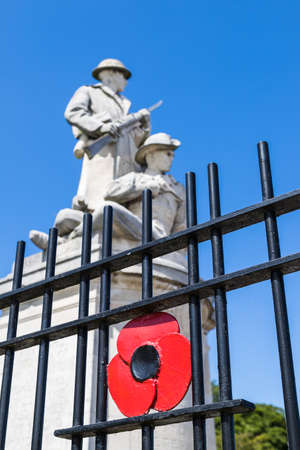 Looking up at the New Brighton War Memorial from the banks of the River Mersey near Liverpool (England) seen in August 2020.のeditorial素材