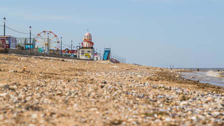 Funfair seen at the end of Hunstanton beach on the North Norfolk coast seen in June 2021.のeditorial素材