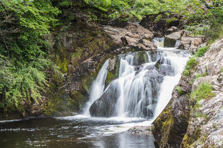 Beezley Falls pictured on the Ingelton Waterfalls Trail in the Yorkshire Dales.の写真素材