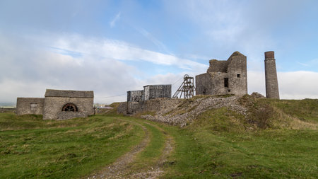A track up to Magpie Mine which was the last working lead mine in the Peak District, seen in November 2021.の写真素材