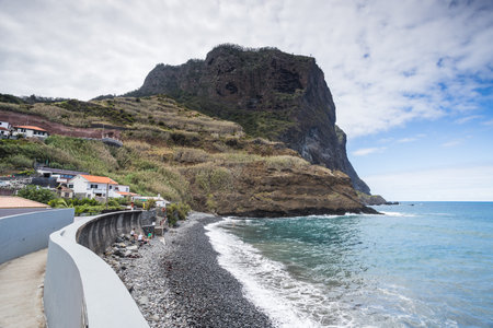 The coastline of Porto da Cruz seen on the North of Madeira island in the summer time.の写真素材