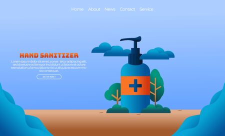 Illustration vector graphic of giant hand sanitizer bottle. Perfect for kill viruses and bacteria on the hands, like corona virus, etc.のイラスト素材