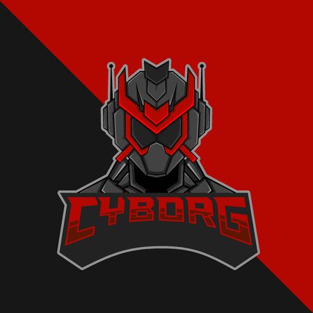 Cyborg Robot e-Sports Mascot Logo. Vector Illustration.のイラスト素材