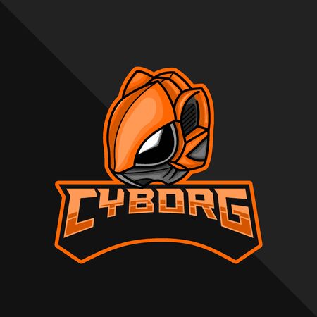 Cyborg Robot e-Sports Mascot Logo. Vector Illustration.のイラスト素材