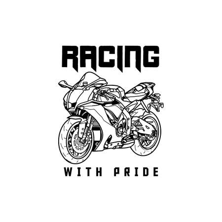 Racing with pride design with super motorbike line art perfect for t shirt design sticker, hoodie, merchandise.のイラスト素材