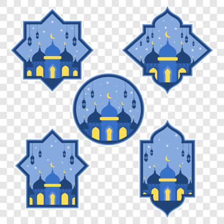 Blue mosques Islamic Badge, ,Islamic religion,Eid al-Adha,Eid Mubarak,Eid al fitr,Ramadan Kareemのイラスト素材
